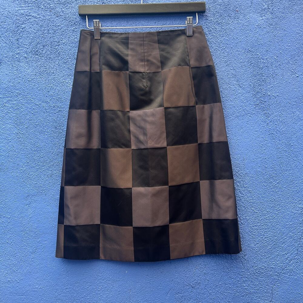 akris plaid check silk a-line skirt